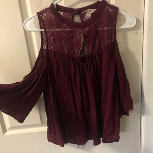 JCPenney beautiful maroon off the shoulder top
